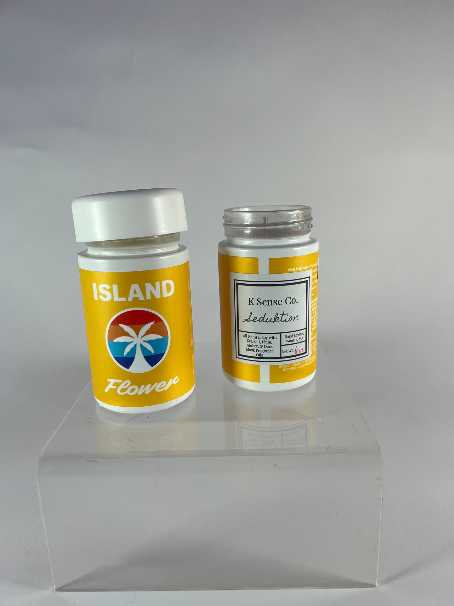 6 oz Seduktion candle in repurposed Island cannabis jar
