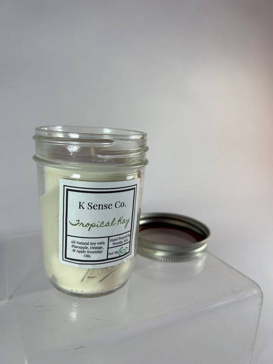 8 oz Repurposed Mason Jar Candle in Kay-Cee