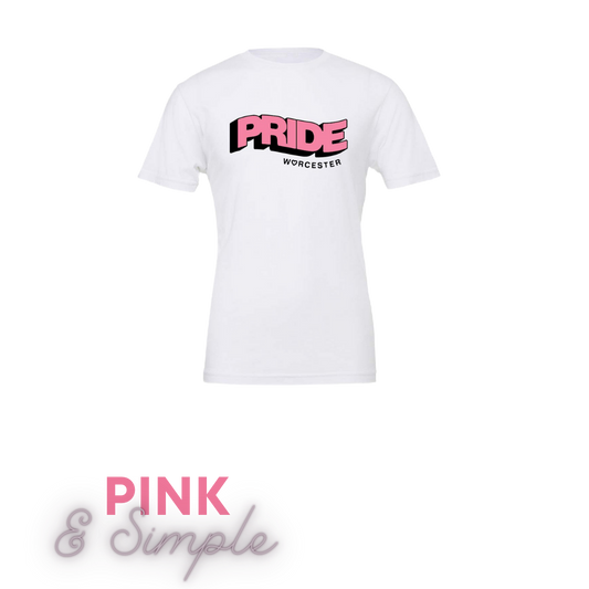 Pink and Simple White PRIDE Worcester Shirt